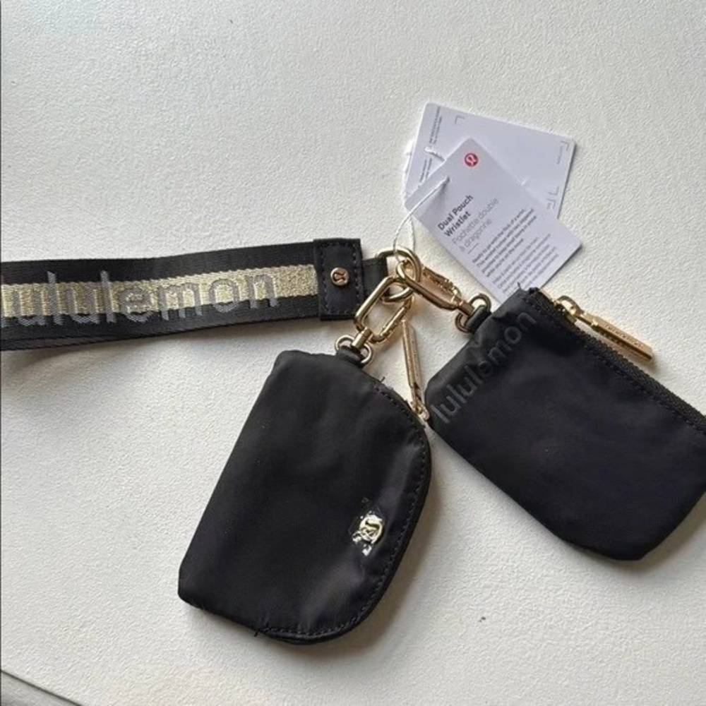 Lululemon Everywhere Crossbody Belt Bag Wordmark Black and Gold Logo